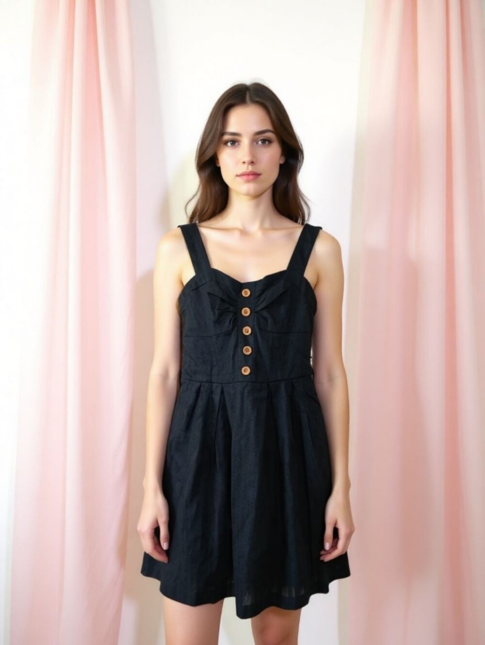 Charlotte Russe Black Button-Front Mini Sundress